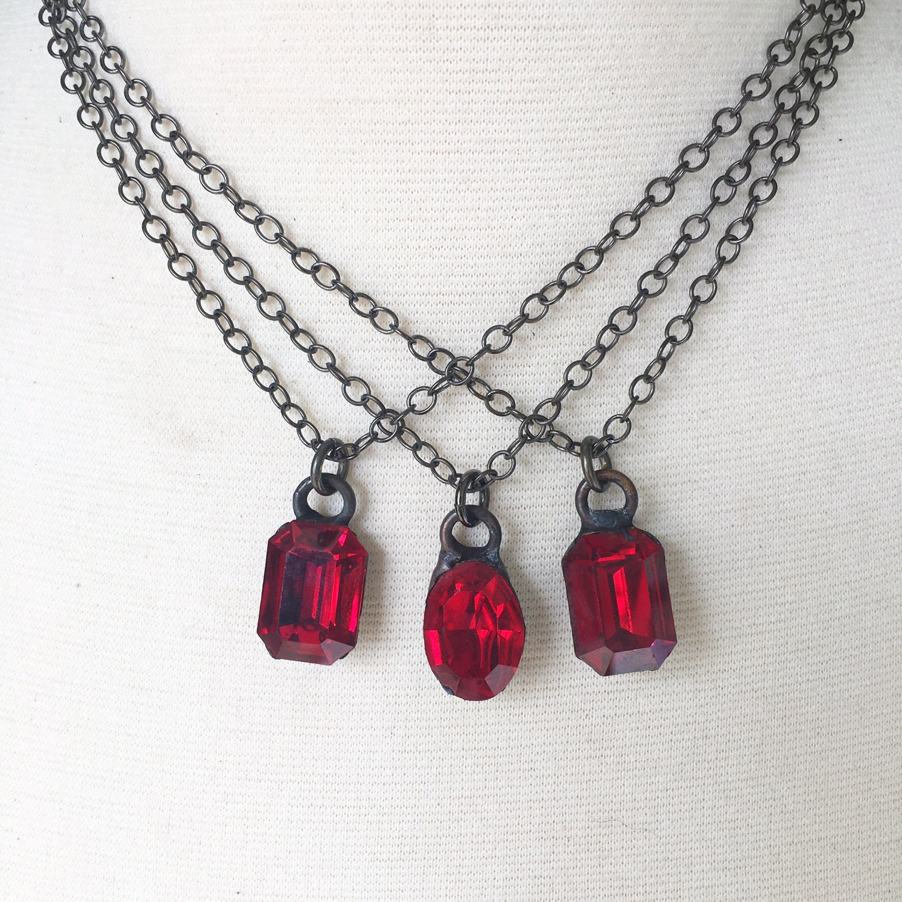 Ruby Swarovski Crystal Vintage Necklace